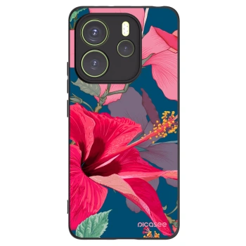 Picasee crna silikonska maskica za Xiaomi Redmi Note 14 4G - Hibiscus