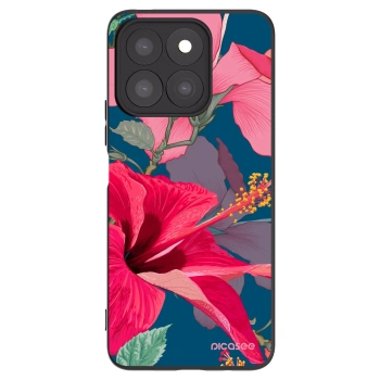 Picasee crna silikonska maskica za Honor X8c - Hibiscus