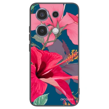 Picasee crna silikonska maskica za Xiaomi Redmi Note 14S - Hibiscus