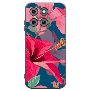 Picasee crna silikonska maskica za Motorola Moto G77 - Hibiscus