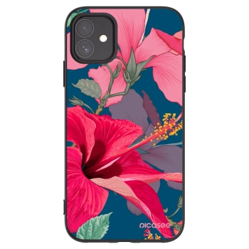 Picasee crna silikonska maskica za Apple iPhone 11 - Hibiscus