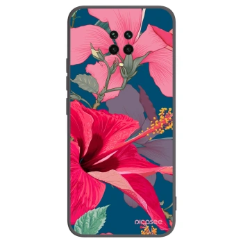 Picasee crna silikonska maskica za Xiaomi Redmi Note 9 Pro - Hibiscus