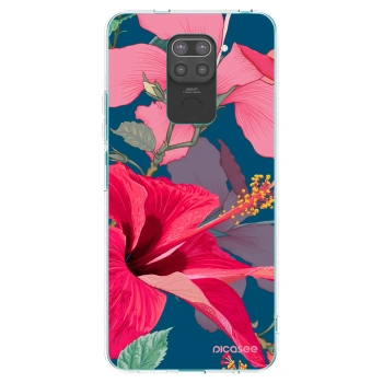 Picasee crna silikonska maskica za Xiaomi Redmi Note 9 - Hibiscus