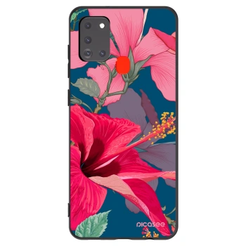 Picasee crna silikonska maskica za Samsung Galaxy A21s - Hibiscus