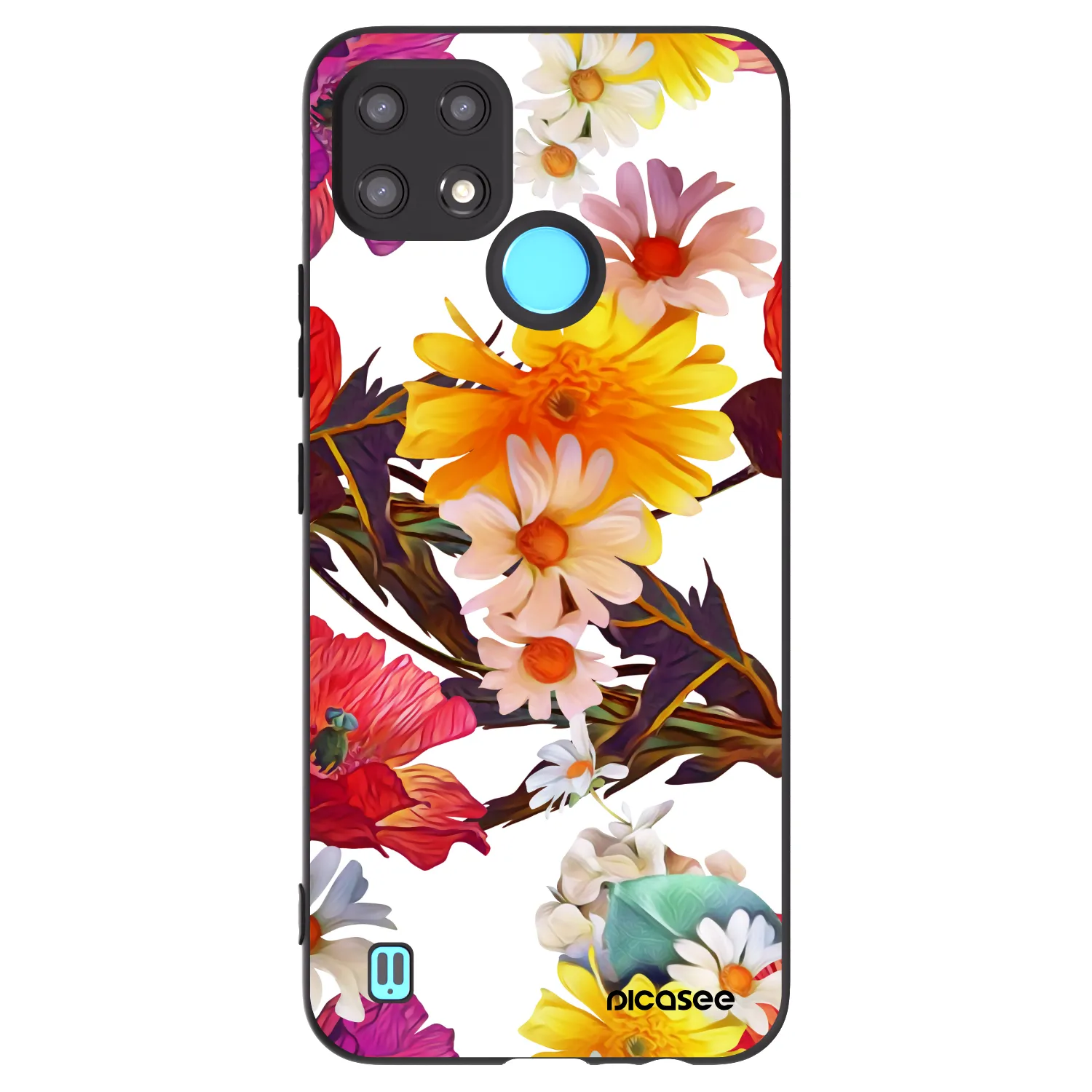 Picasee crna silikonska maskica za Realme C21 - Meadow