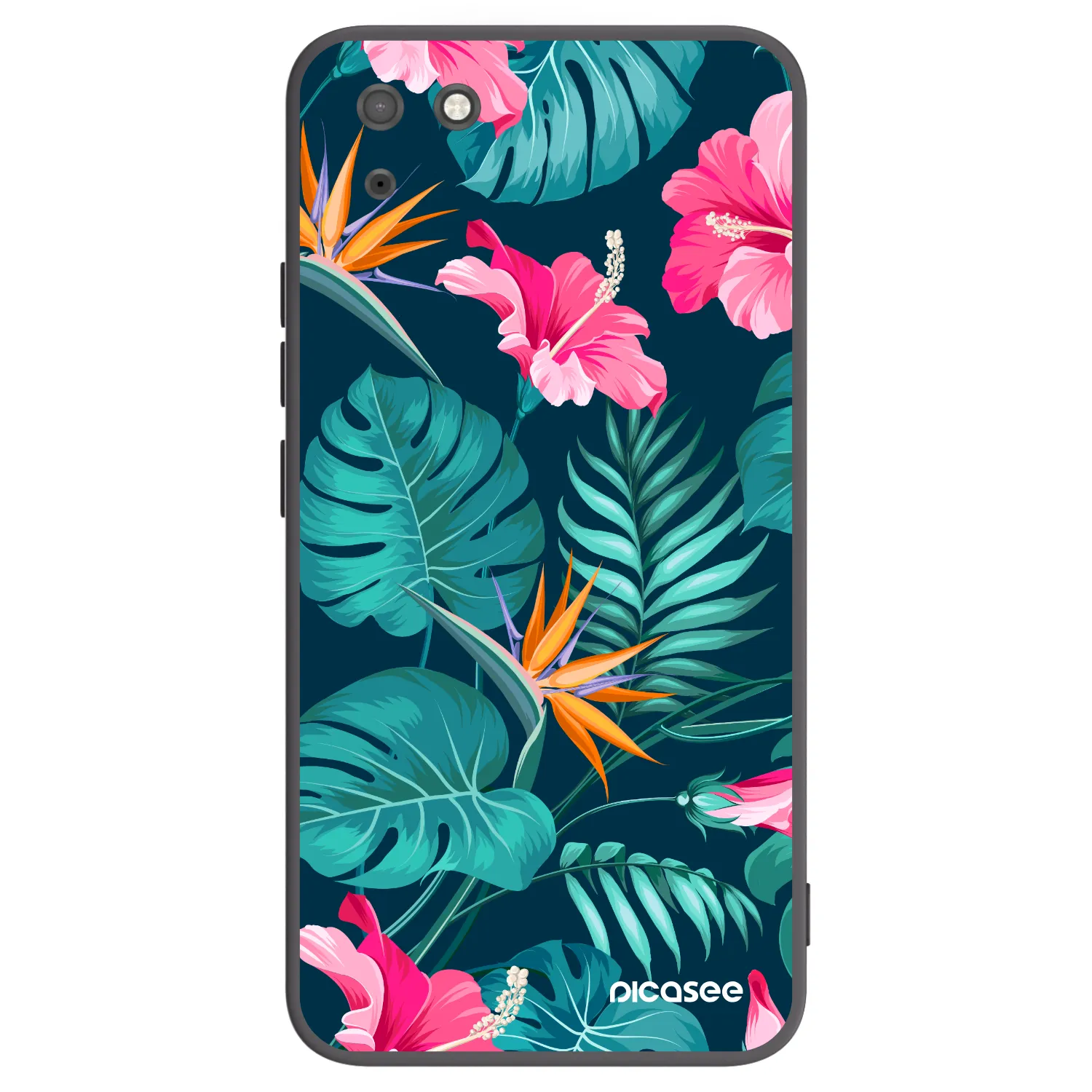 Picasee crna silikonska maskica za Huawei Y5P - Pink Monstera