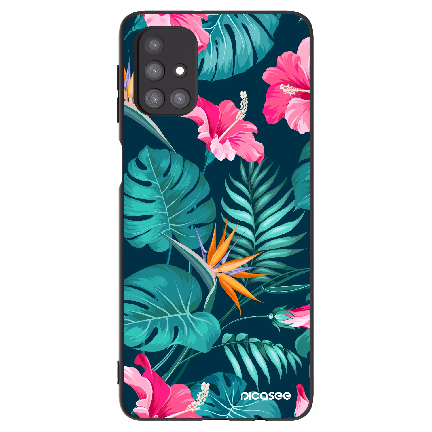 Picasee crna silikonska maskica za Samsung Galaxy M31s - Pink Monstera