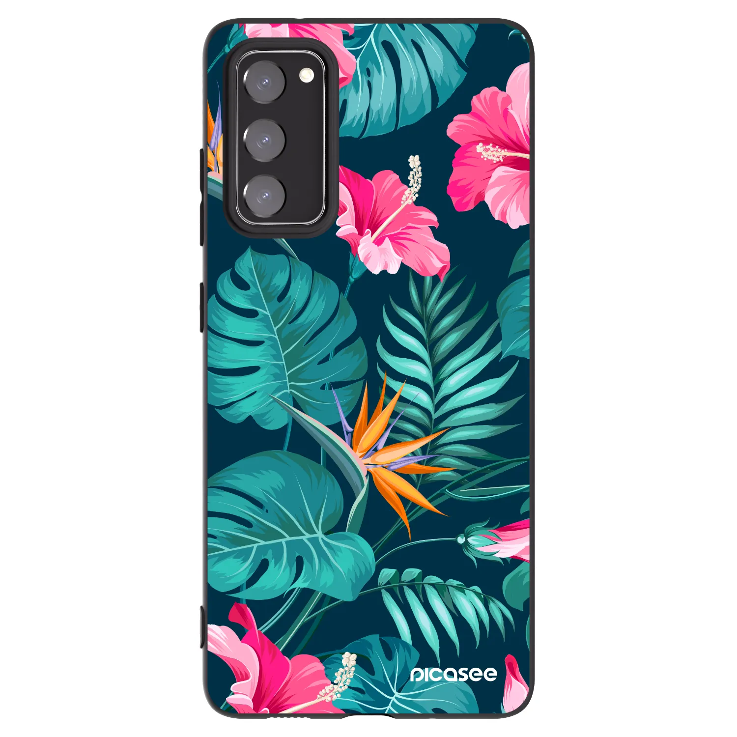 Picasee crna silikonska maskica za Samsung Galaxy S20 FE - Pink Monstera