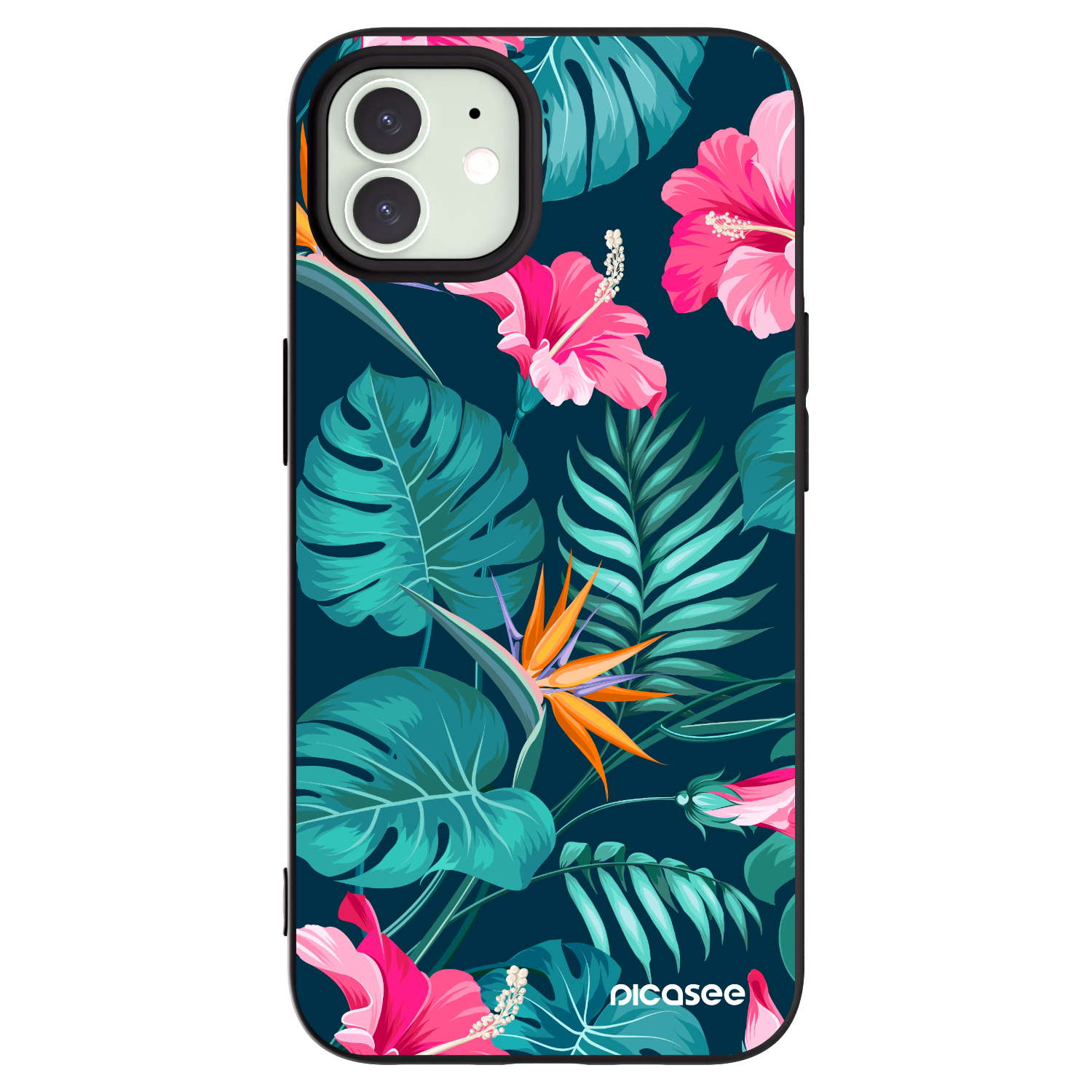 Picasee crna silikonska maskica za Apple iPhone 12 - Pink Monstera