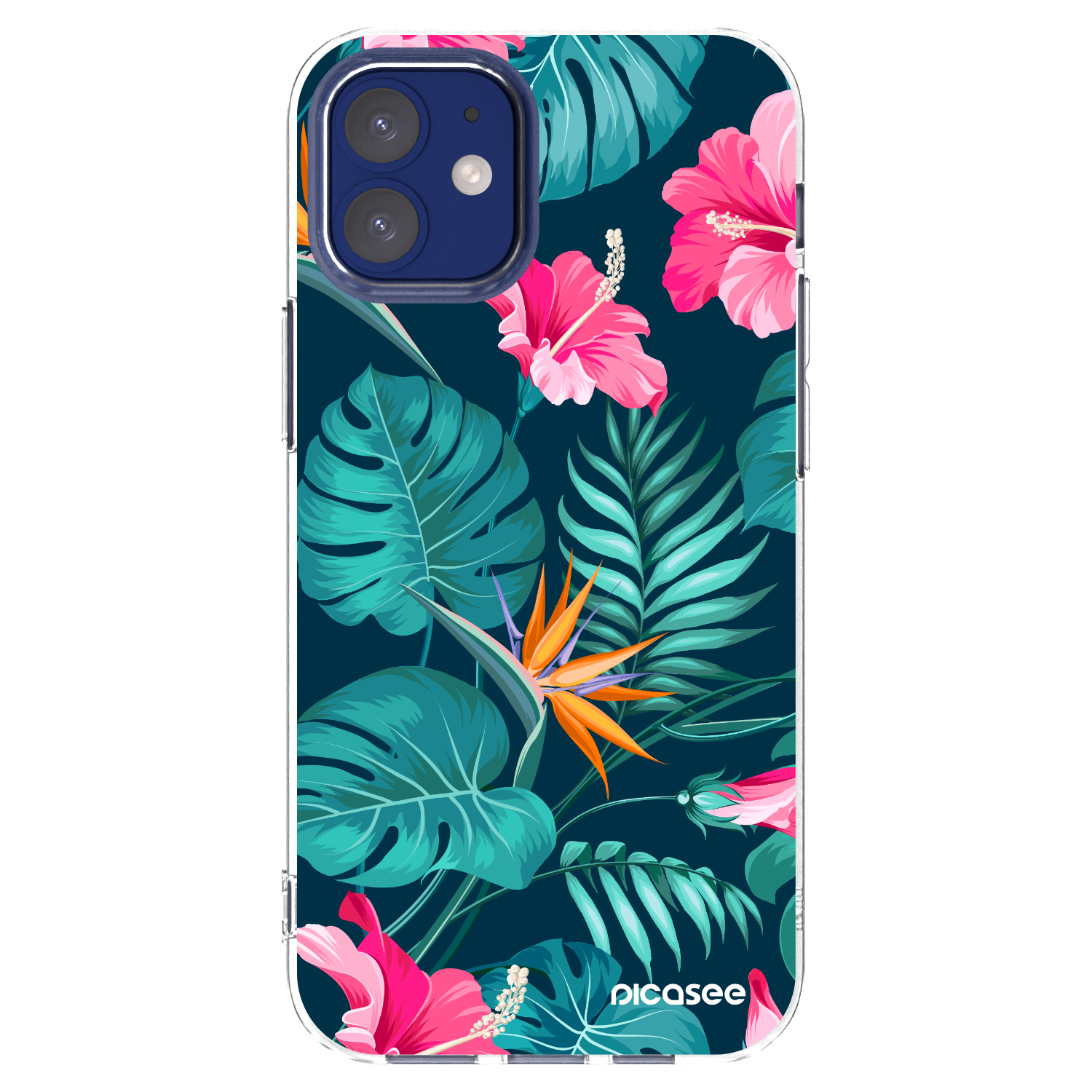 Picasee silikonska prozirna maskica za Apple iPhone 12 mini - Pink Monstera