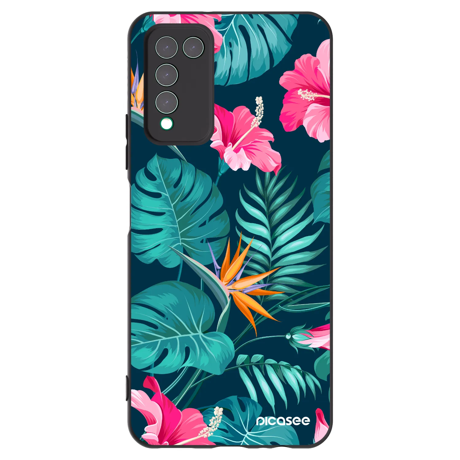 Picasee crna silikonska maskica za Honor 10X Lite - Pink Monstera
