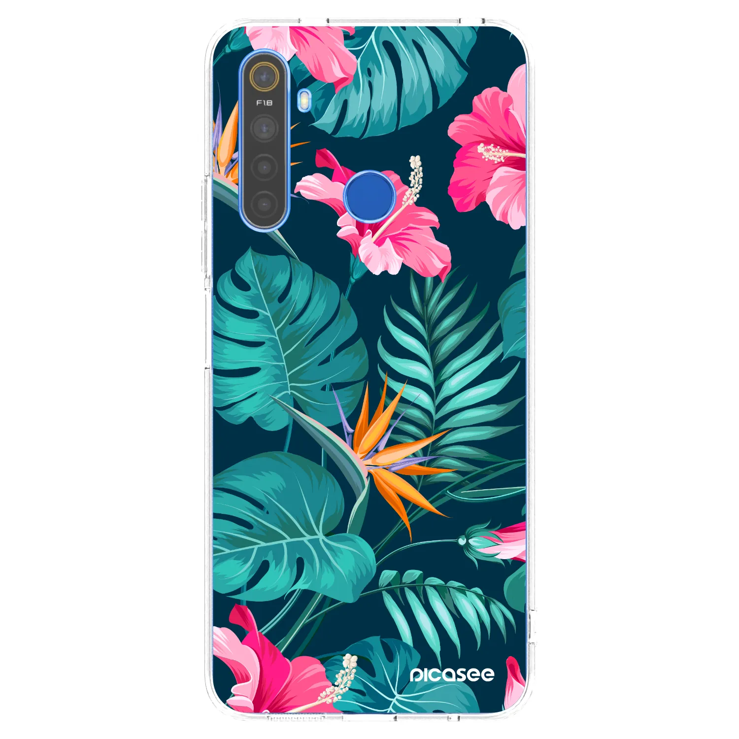 Picasee silikonska prozirna maskica za Realme 5 - Pink Monstera