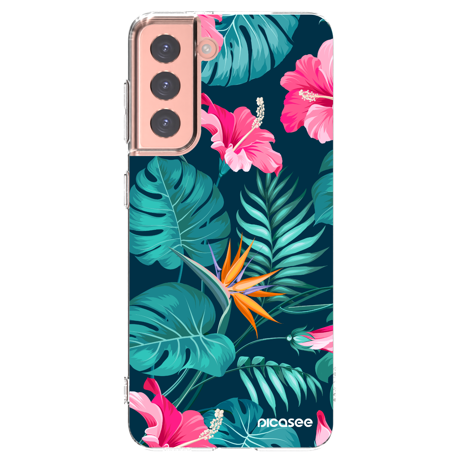 Picasee silikonska prozirna maskica za Samsung Galaxy S21 5G G991B - Pink Monstera