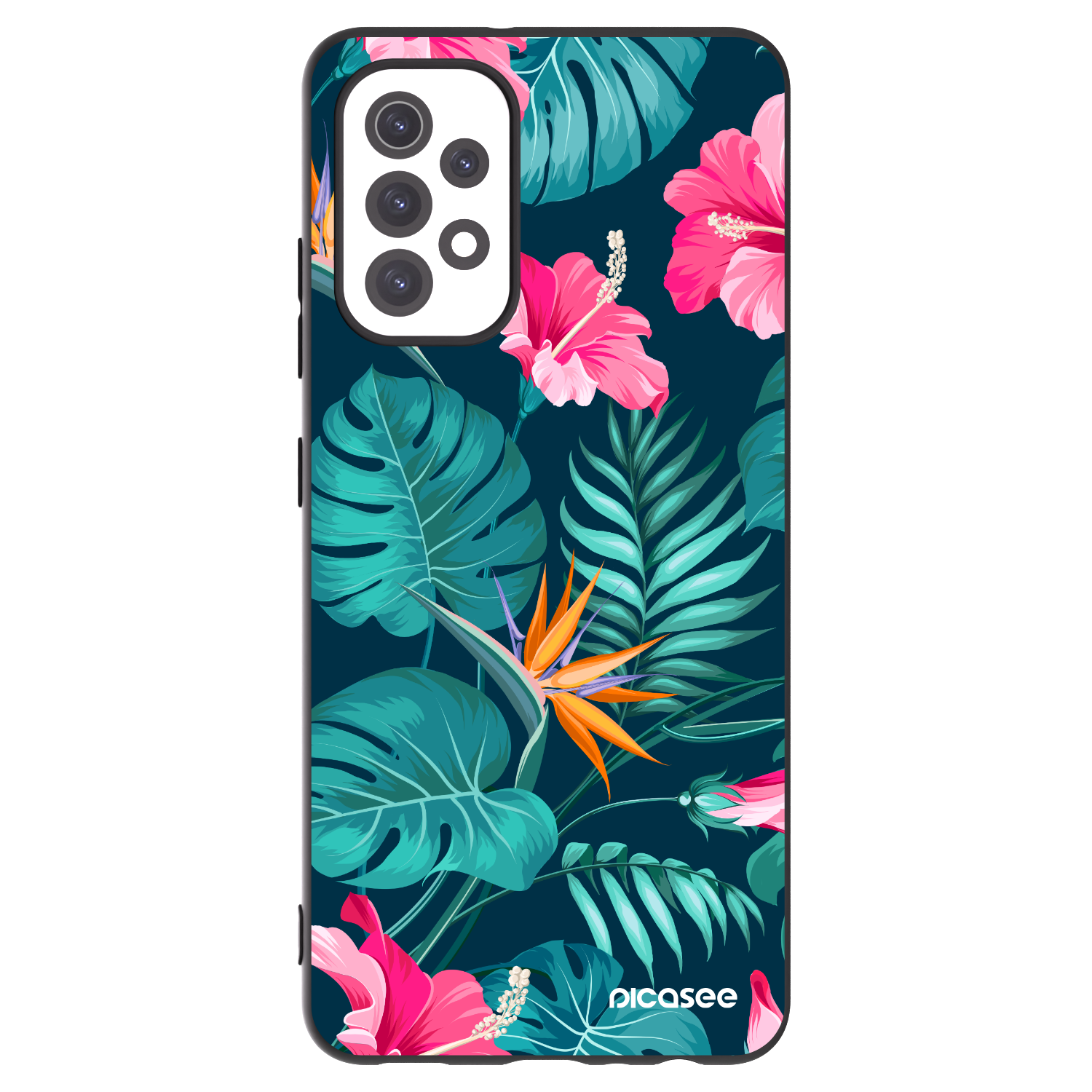 Picasee crna silikonska maskica za Samsung Galaxy A32 5G A326B - Pink Monstera