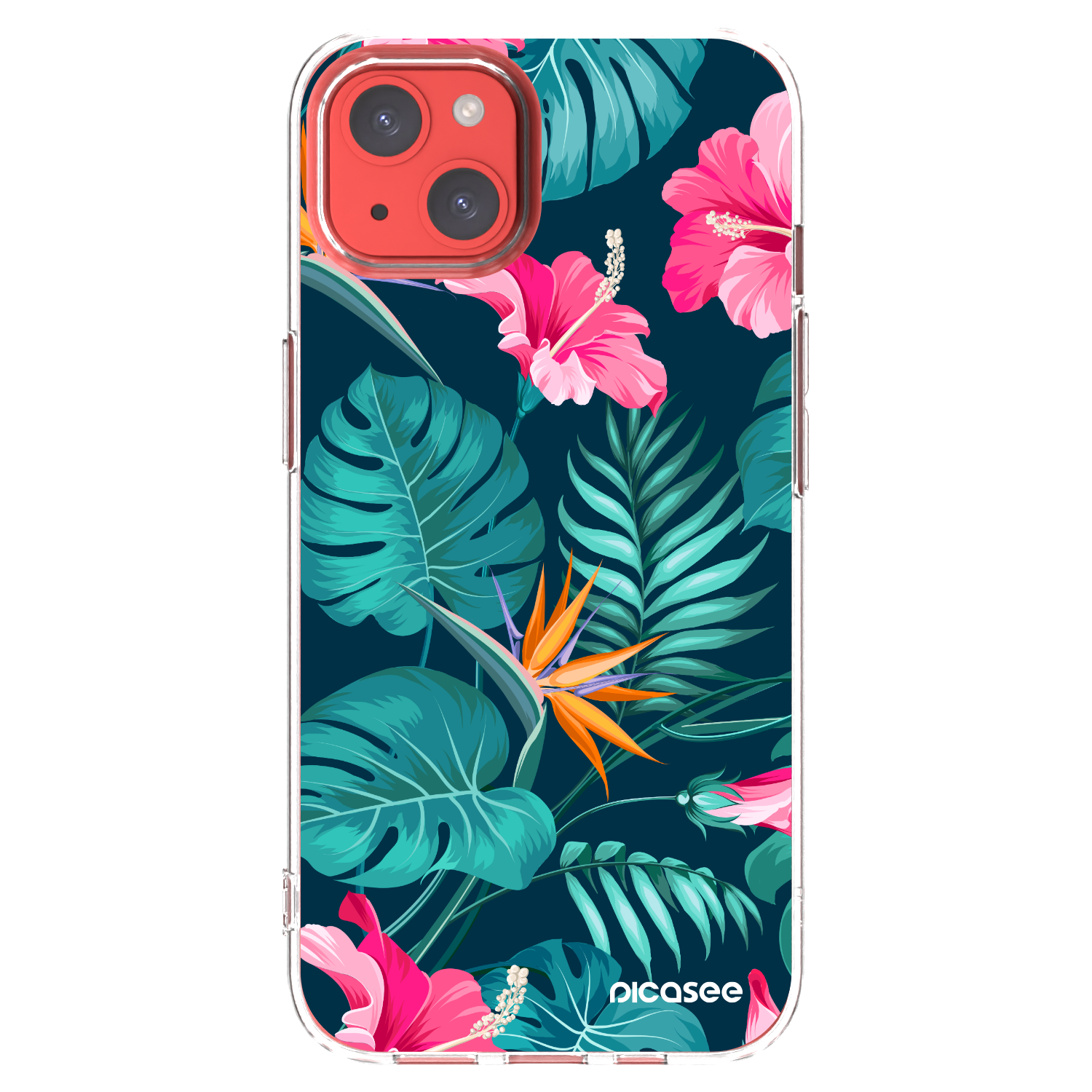 Picasee silikonska prozirna maskica za Apple iPhone 13 - Pink Monstera