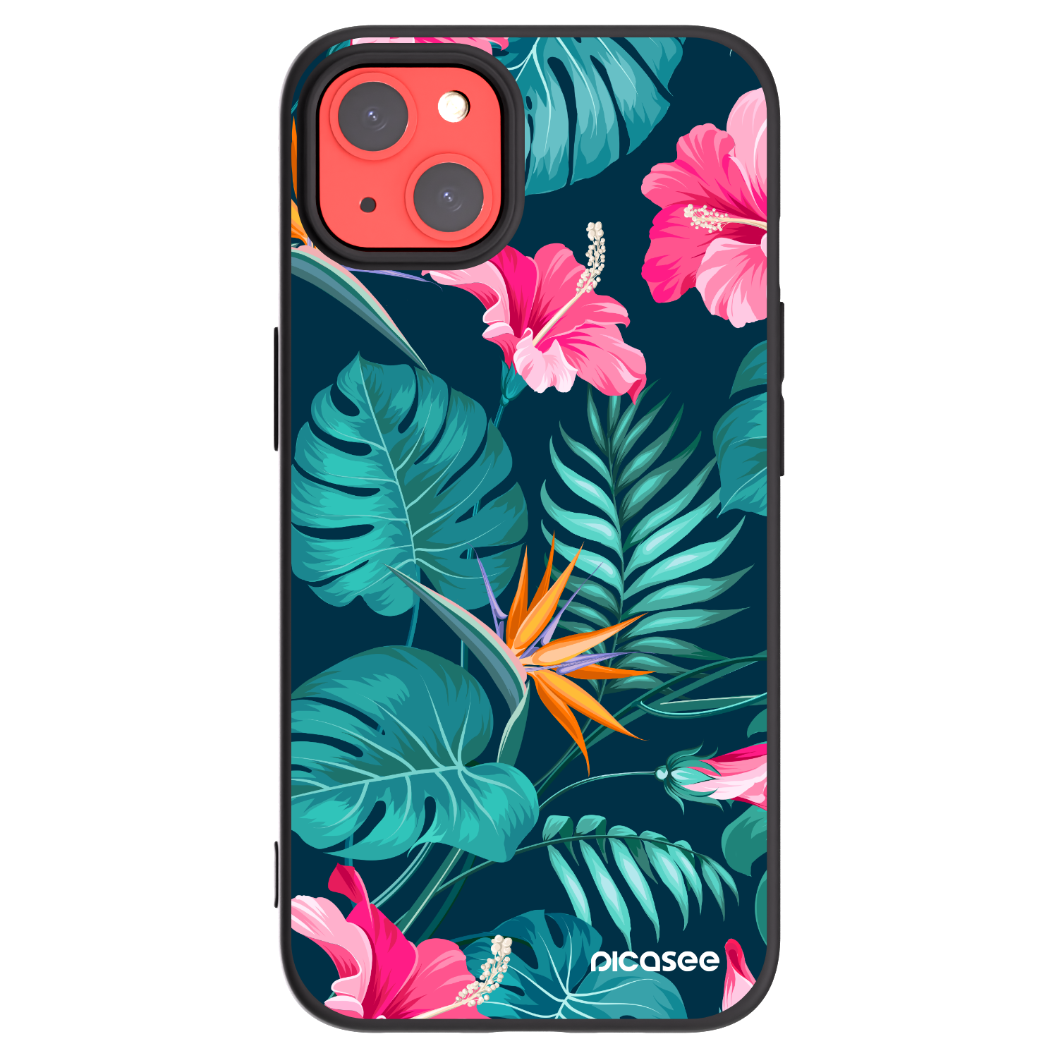 Picasee crna silikonska maskica za Apple iPhone 13 - Pink Monstera