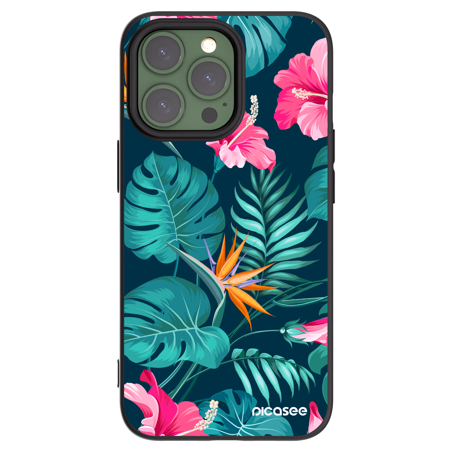 Picasee crna silikonska maskica za Apple iPhone 13 Pro - Pink Monstera