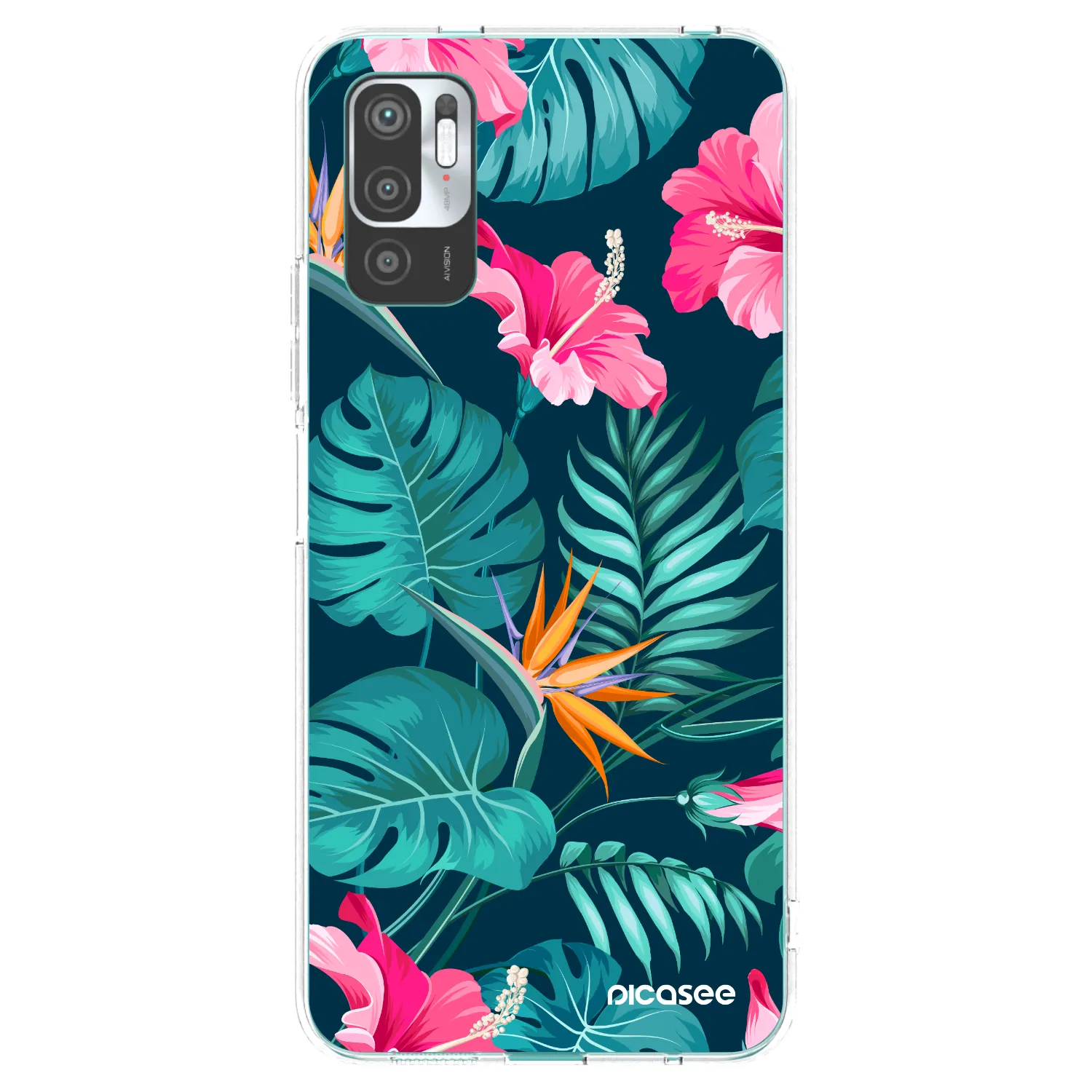 Picasee silikonska prozirna maskica za Xiaomi Redmi Note 10 5G - Pink Monstera