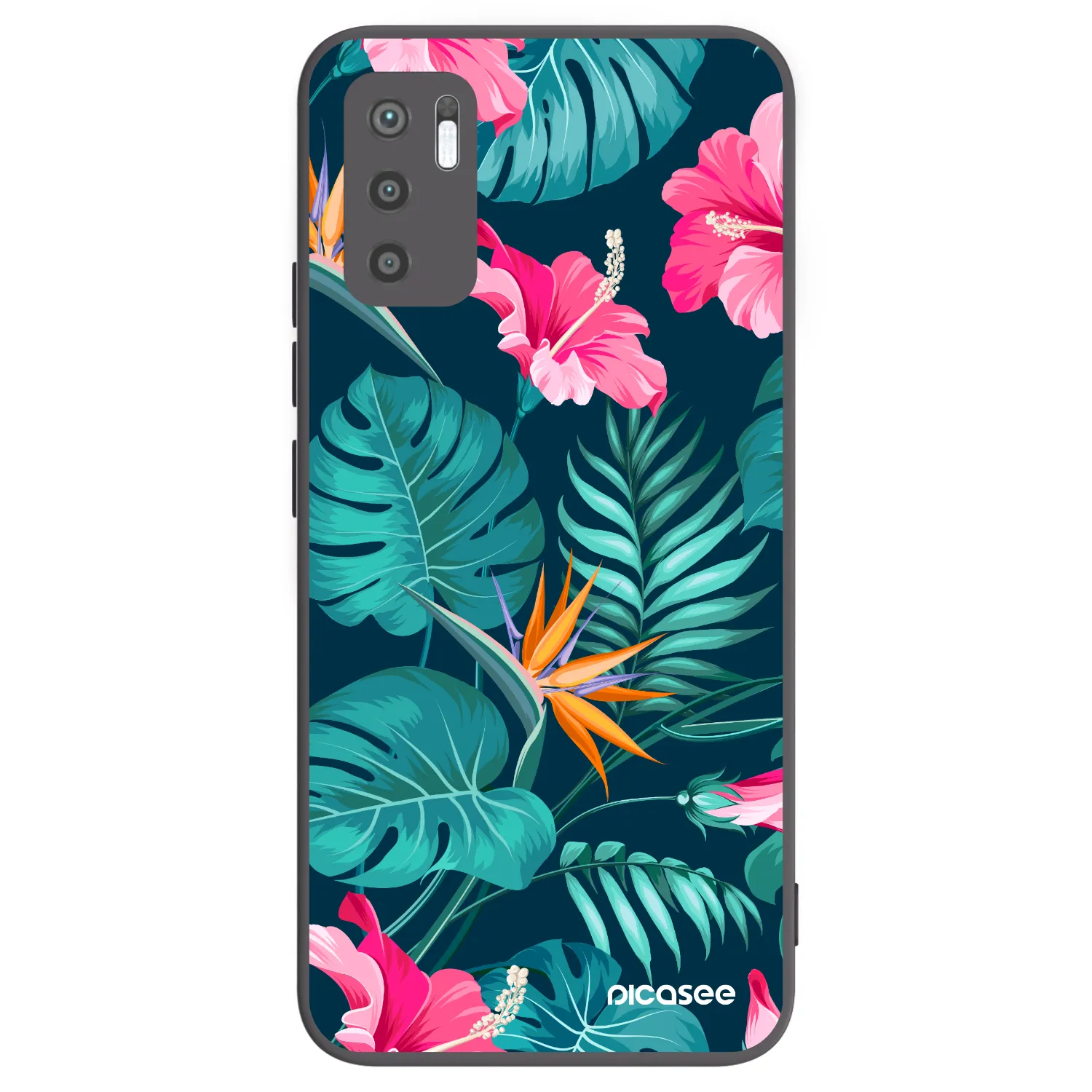 Picasee crna silikonska maskica za Xiaomi Redmi Note 10 5G - Pink Monstera
