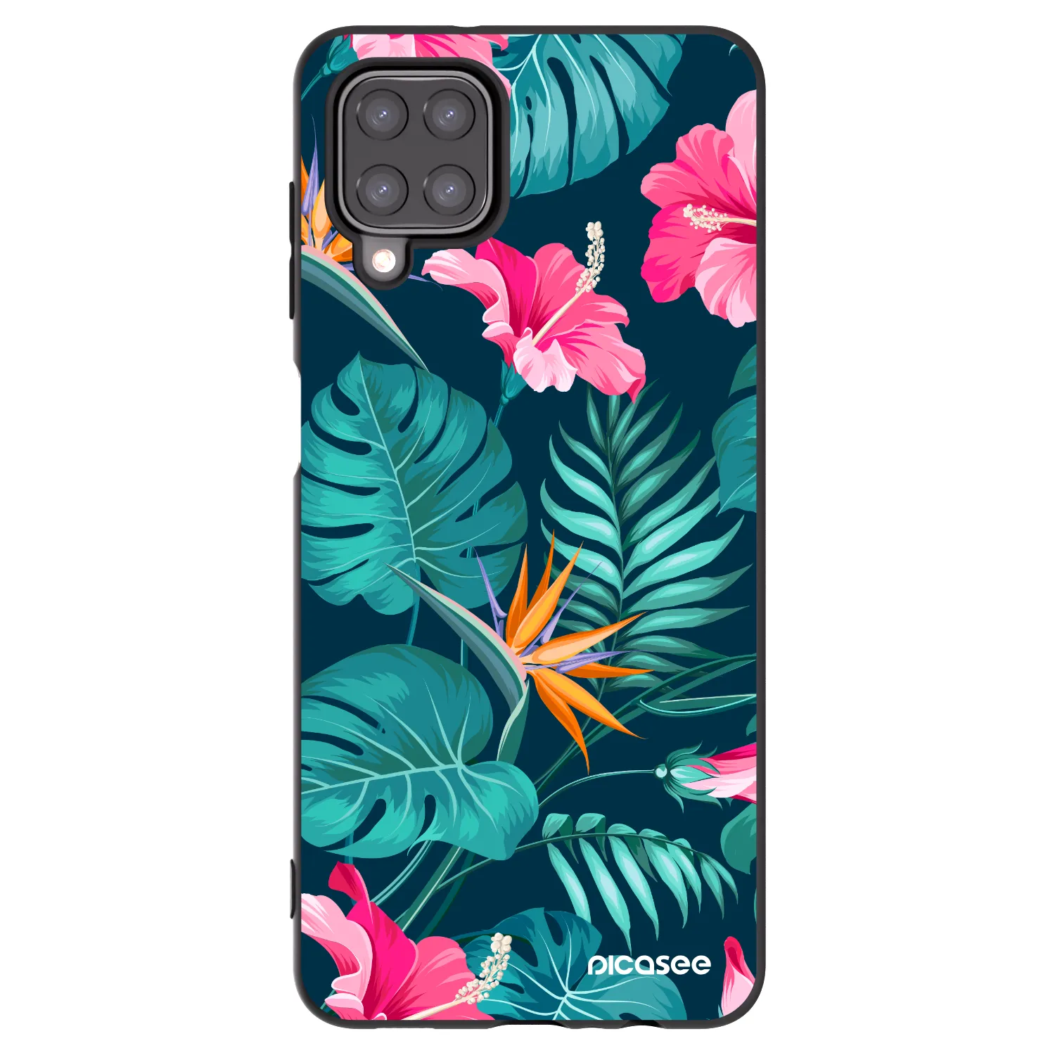 Picasee crna silikonska maskica za Samsung Galaxy M12 M127F - Pink Monstera