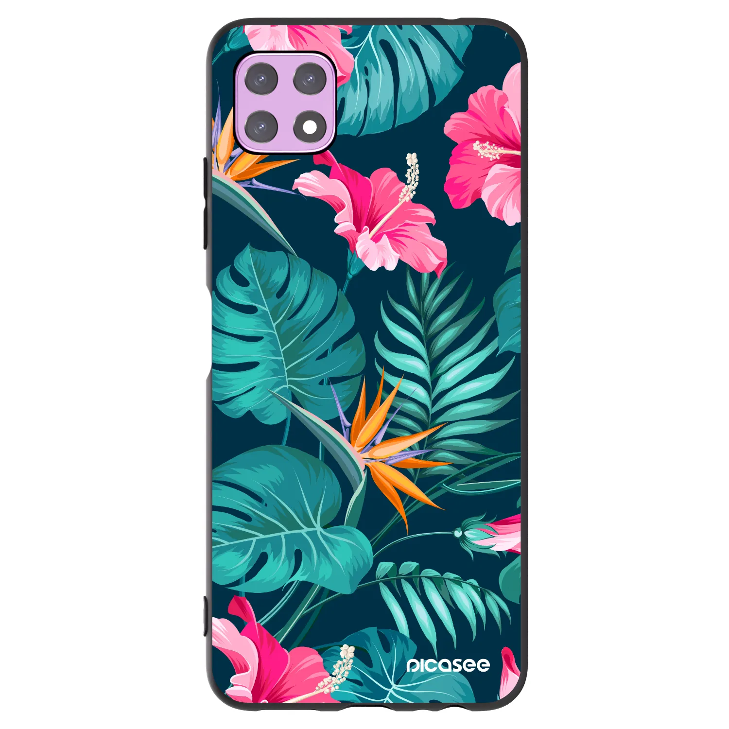 Picasee crna silikonska maskica za Samsung Galaxy A22 A226B 5G - Pink Monstera