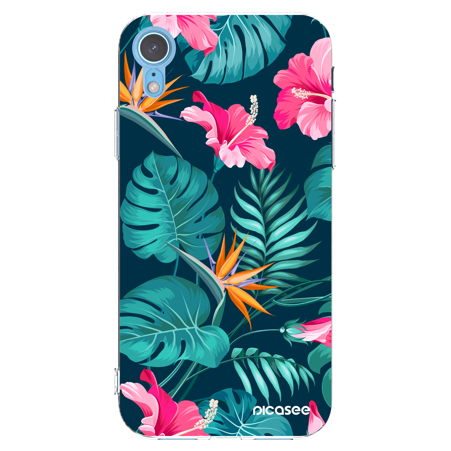 Picasee silikonska prozirna maskica za Apple iPhone XR - Pink Monstera