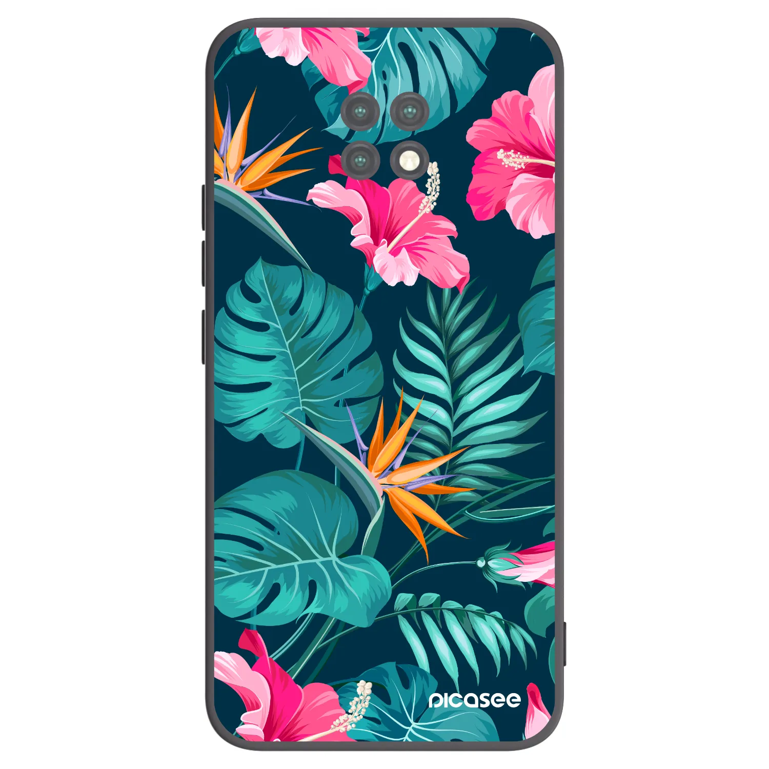 Picasee crna silikonska maskica za Xiaomi Redmi Note 9T - Pink Monstera