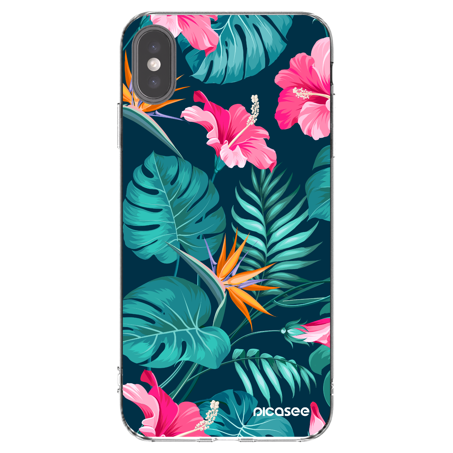 Picasee silikonska prozirna maskica za Apple iPhone XS Max - Pink Monstera