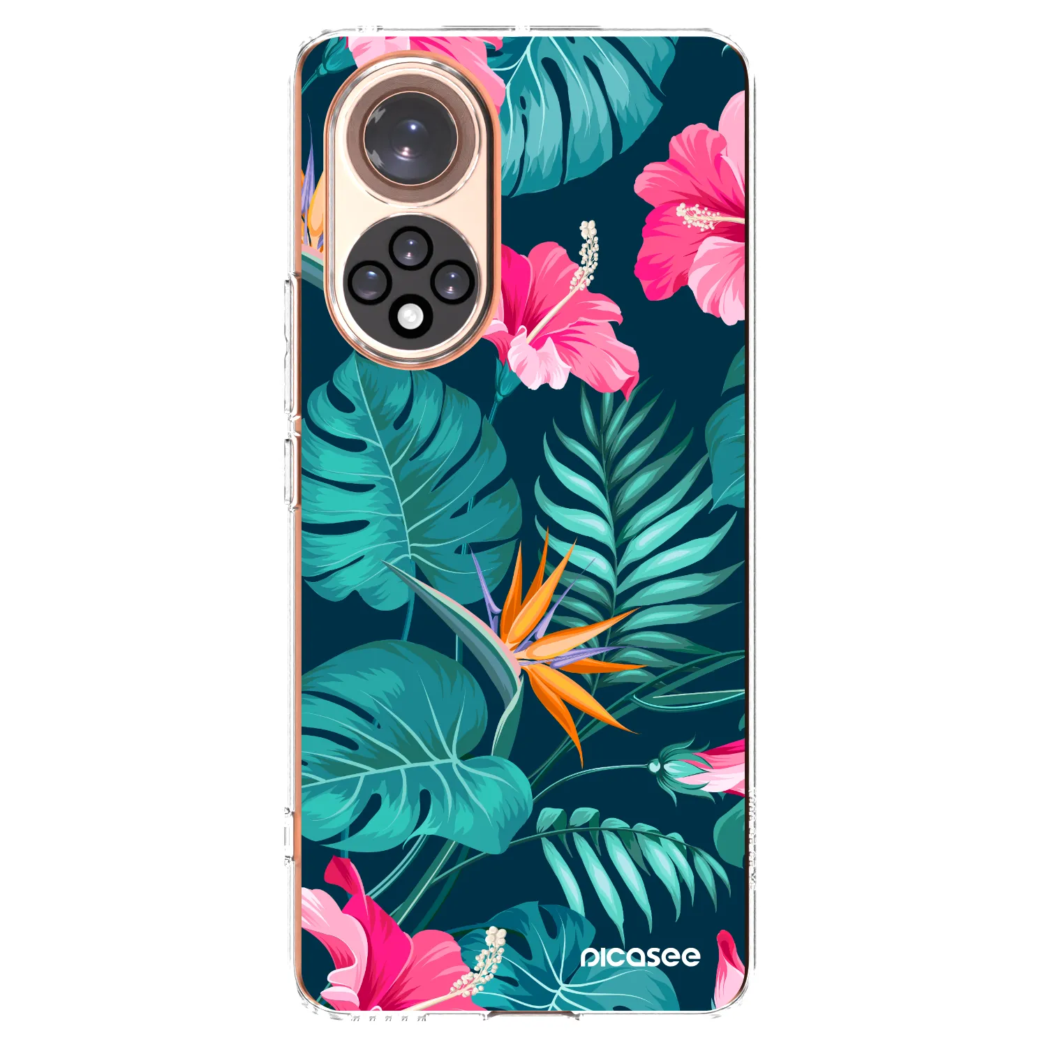 Picasee silikonska prozirna maskica za Honor 50 5G - Pink Monstera
