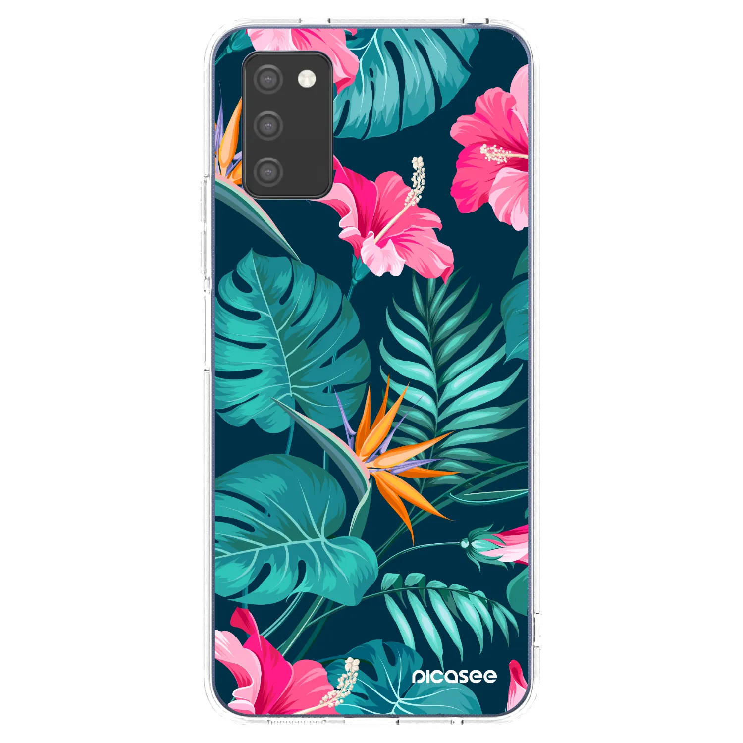 Picasee silikonska prozirna maskica za Samsung Galaxy A03s A037G - Pink Monstera
