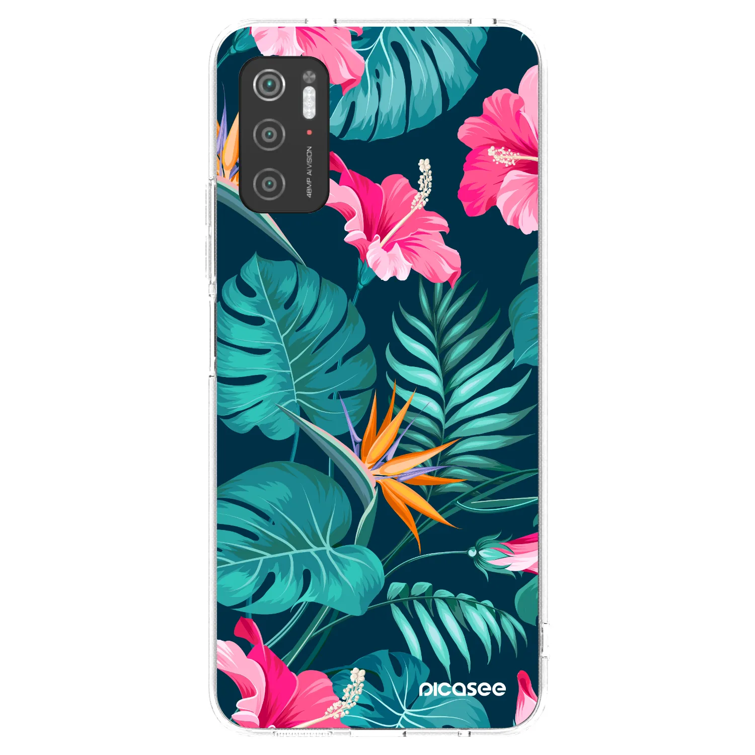 Picasee silikonska prozirna maskica za Xiaomi Poco M3 Pro 5G - Pink Monstera
