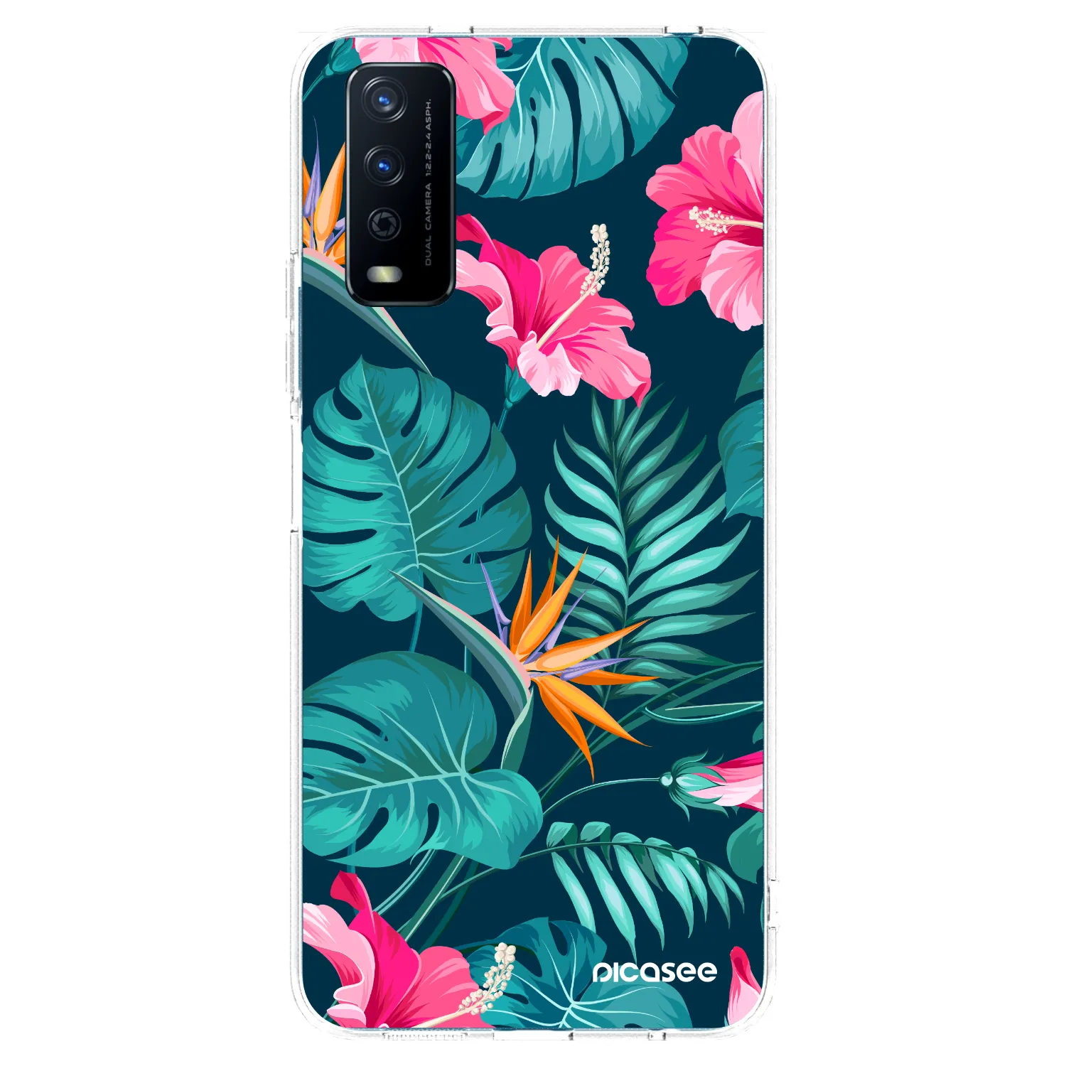 Picasee silikonska prozirna maskica za Vivo Y11s - Pink Monstera