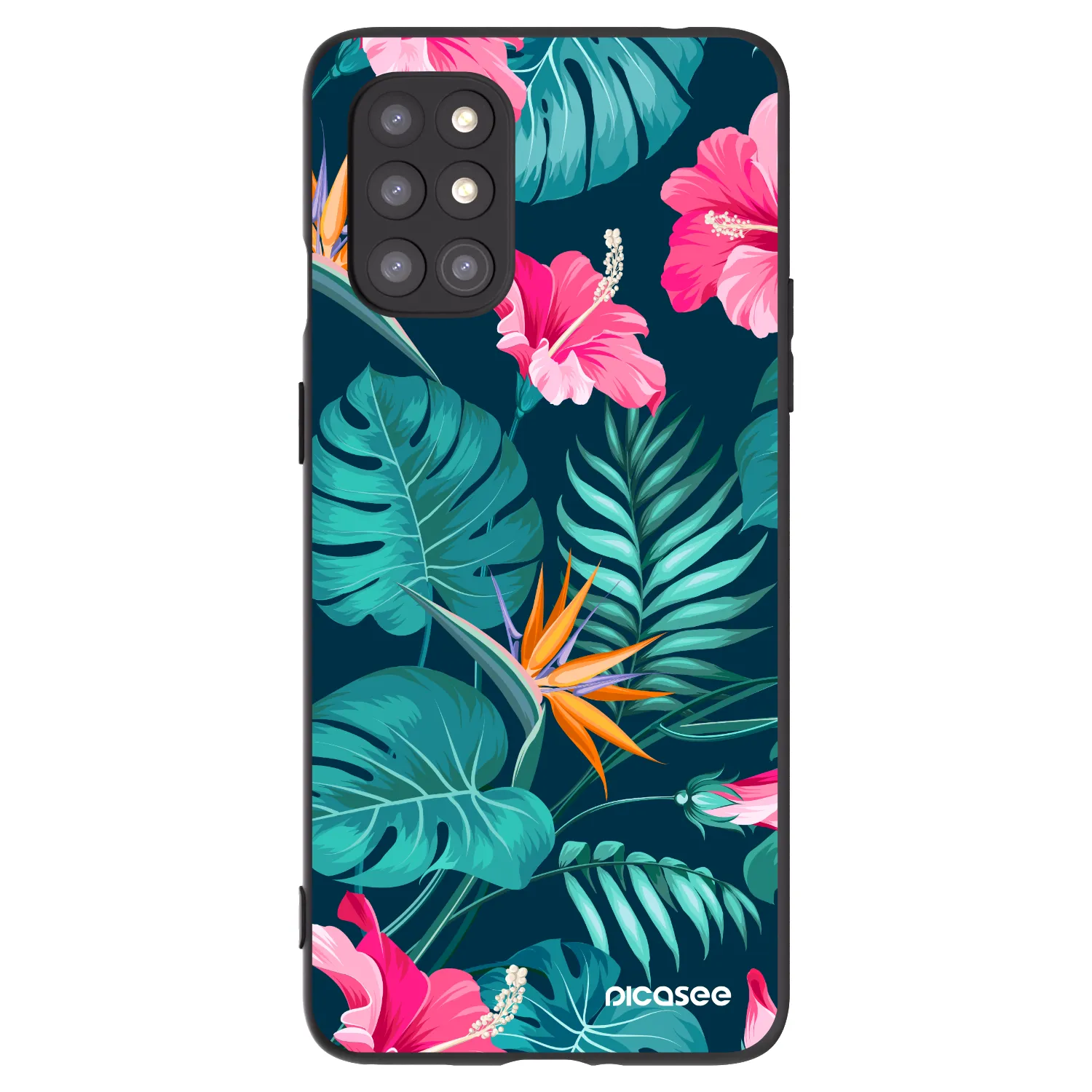 Picasee crna silikonska maskica za OnePlus 8T - Pink Monstera