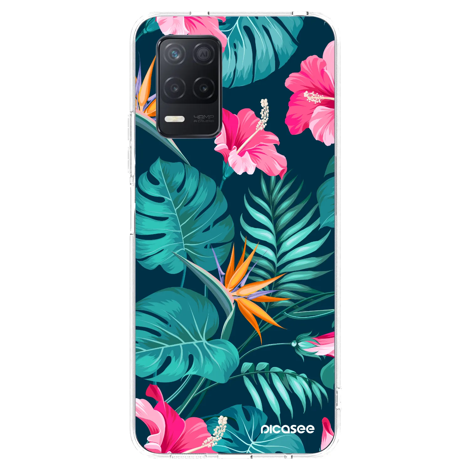 Picasee silikonska prozirna maskica za Realme 8 5G - Pink Monstera