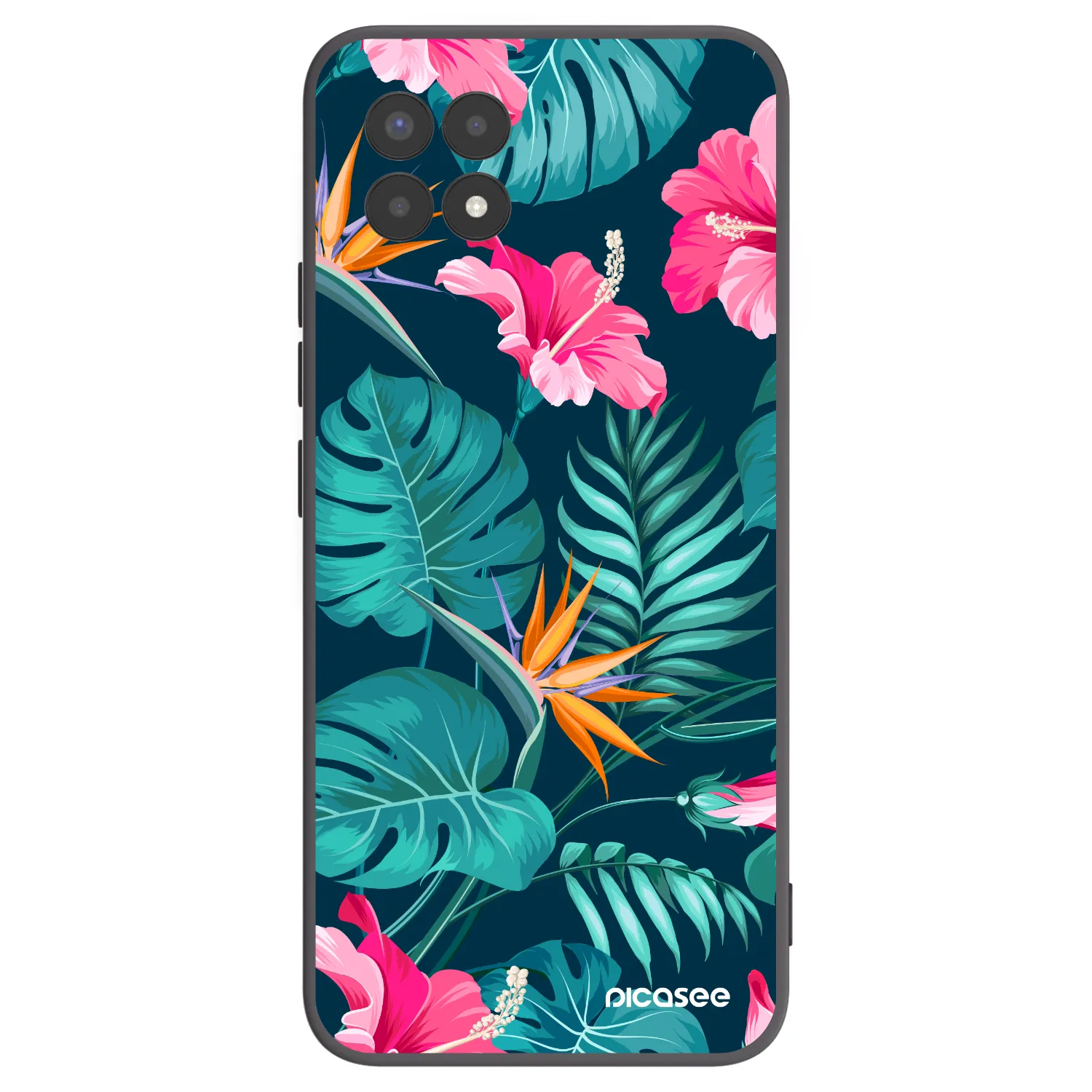 Picasee crna silikonska maskica za Realme 8i - Pink Monstera
