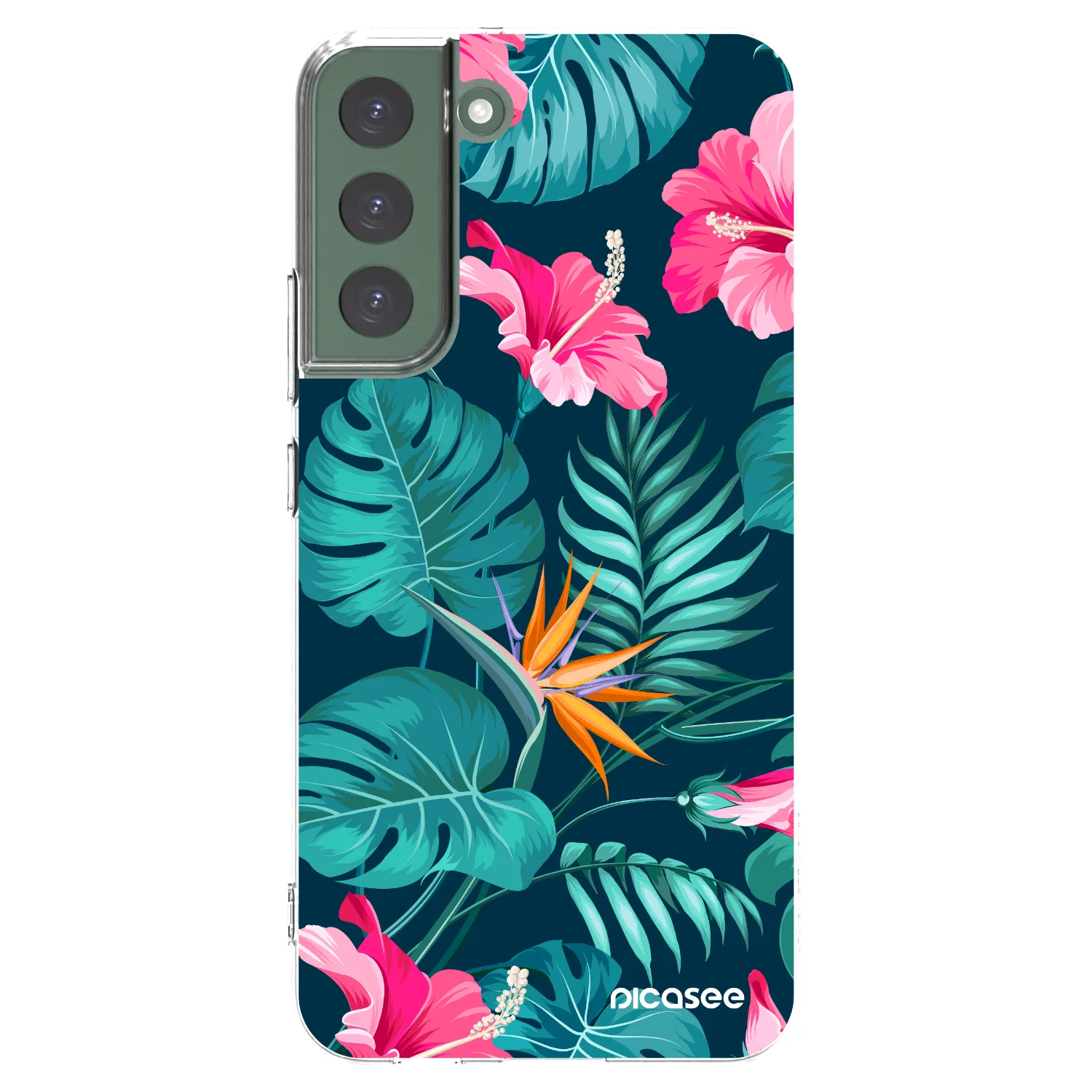 Picasee silikonska prozirna maskica za Samsung Galaxy S22+ 5G - Pink Monstera