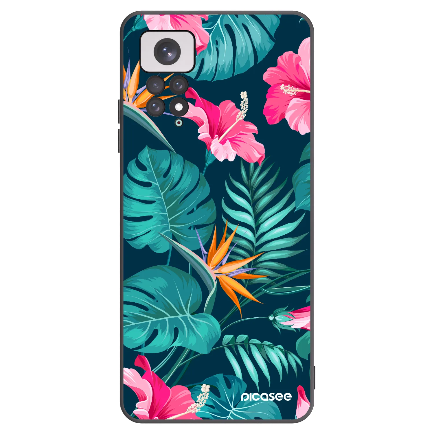 Picasee crna silikonska maskica za Xiaomi Redmi Note 11 - Pink Monstera