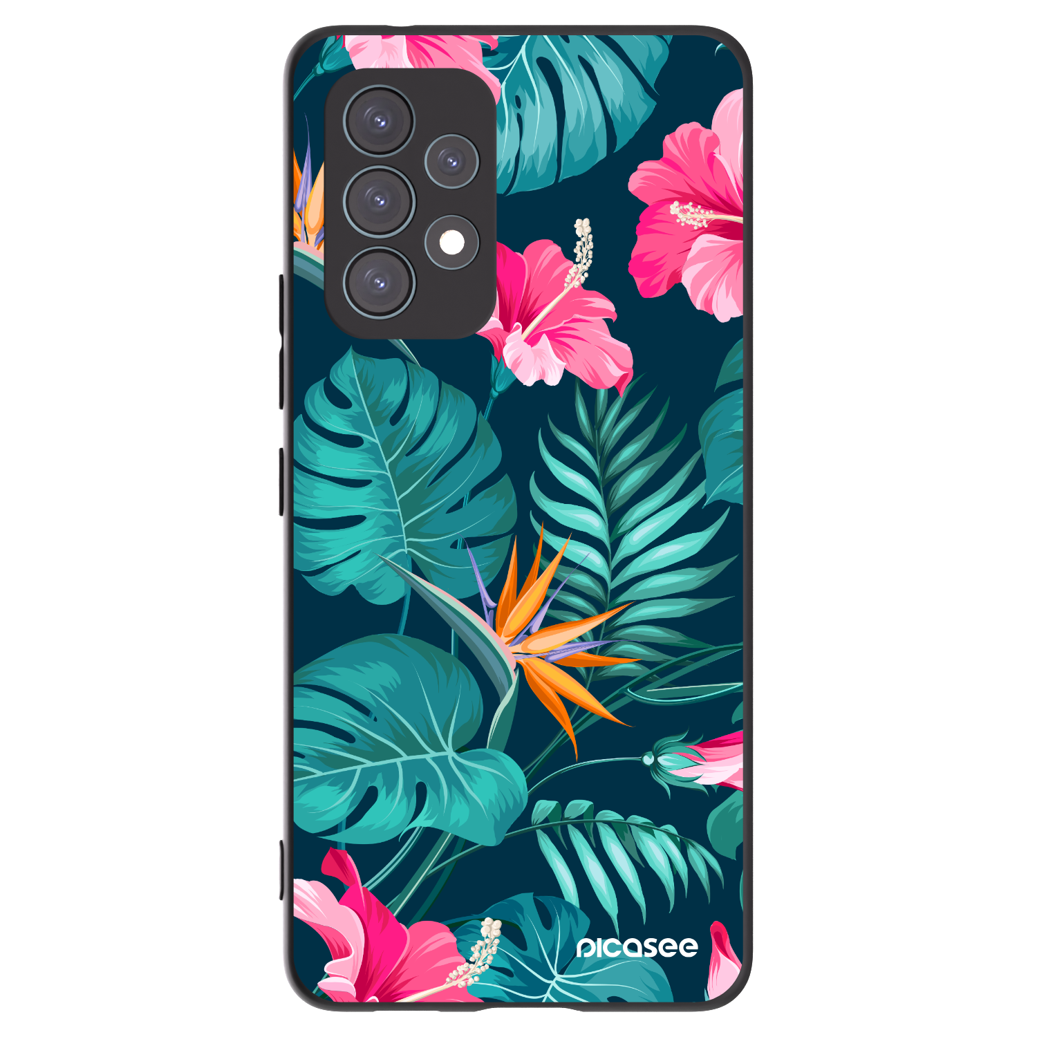 Picasee crna silikonska maskica za Samsung Galaxy A53 5G A536 - Pink Monstera