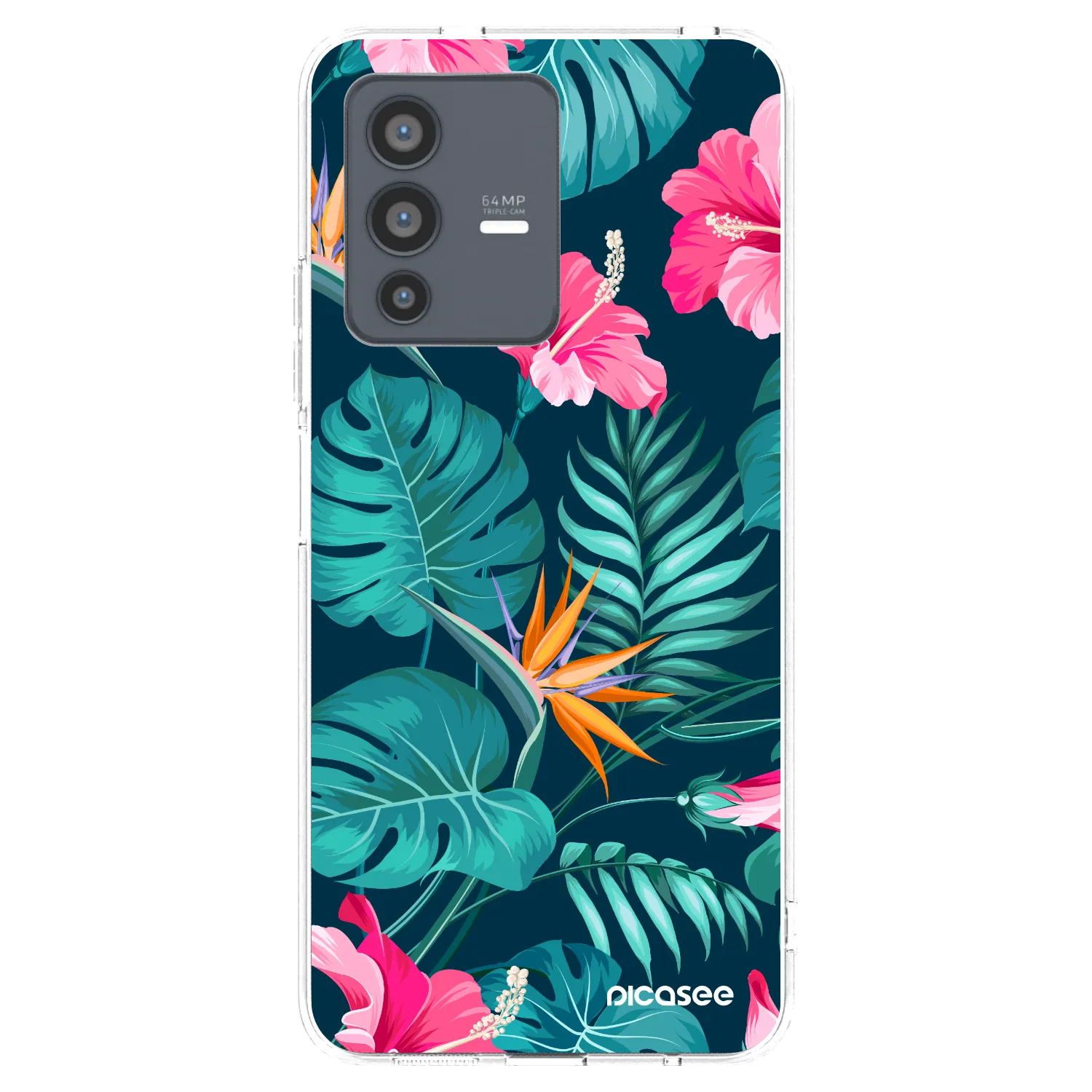 Picasee silikonska prozirna maskica za Vivo V23 5G - Pink Monstera