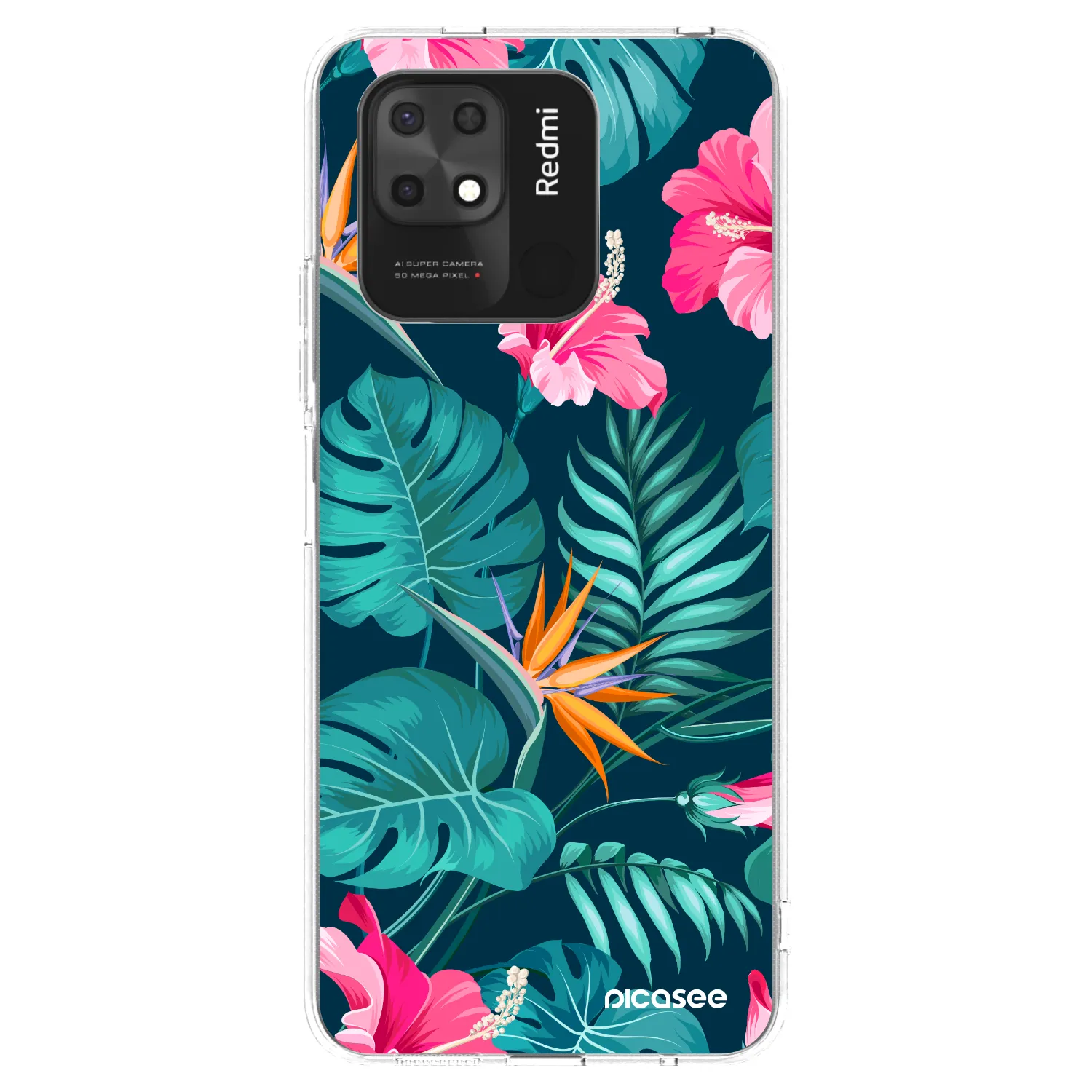 Picasee silikonska prozirna maskica za Xiaomi Redmi 10C - Pink Monstera