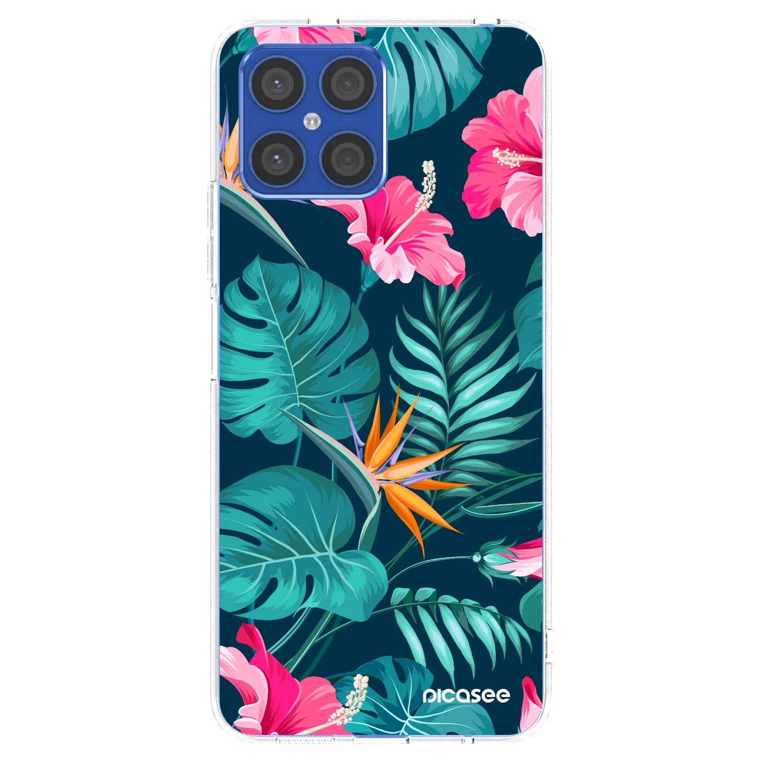 Picasee silikonska prozirna maskica za Honor X8 4G - Pink Monstera