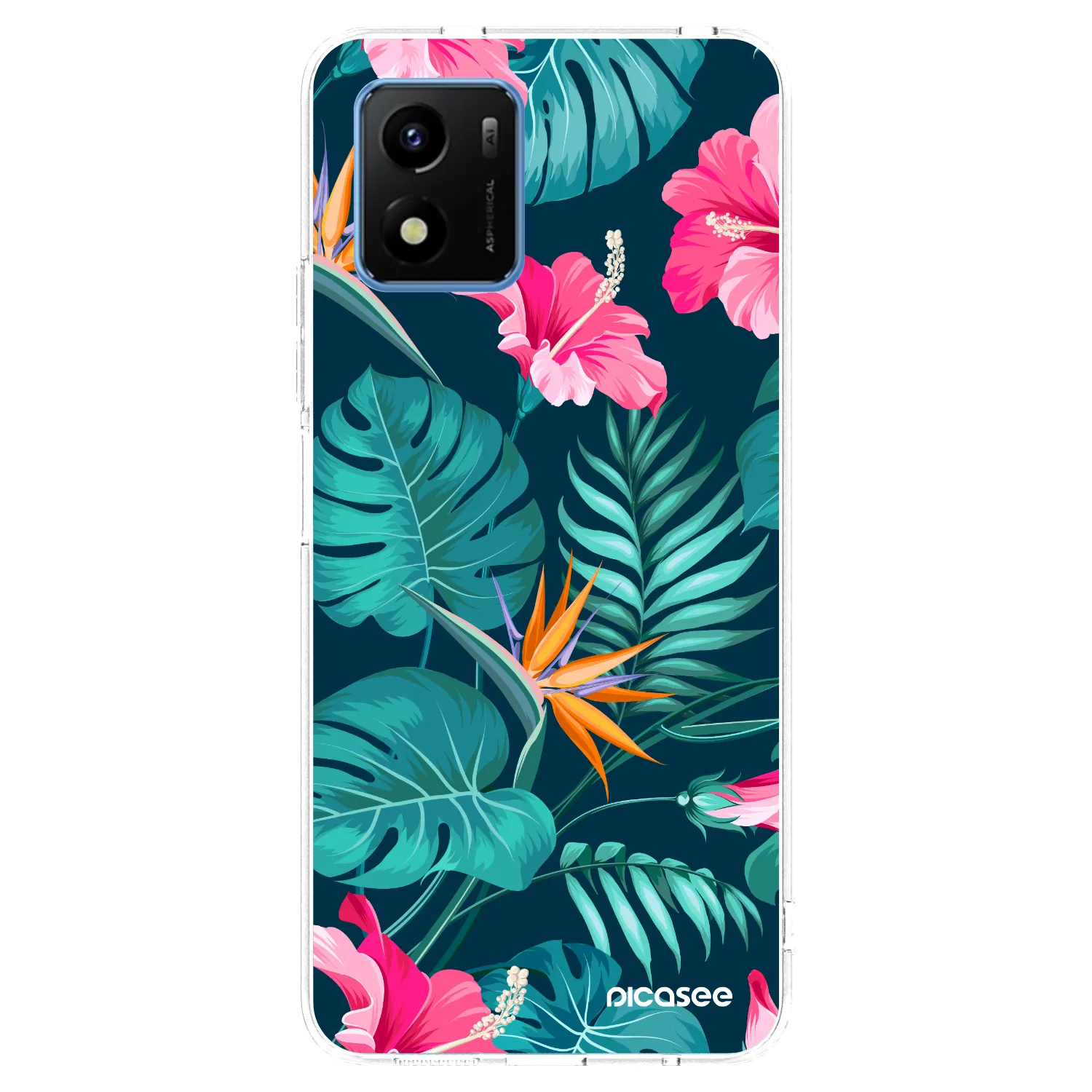 Picasee silikonska prozirna maskica za Vivo Y01 - Pink Monstera