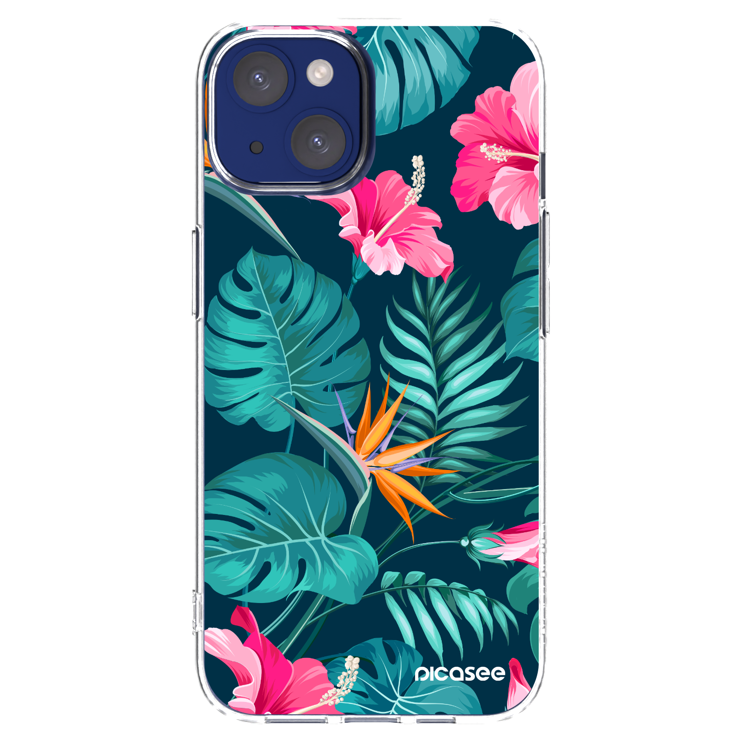 Picasee silikonska prozirna maskica za Apple iPhone 14 - Pink Monstera