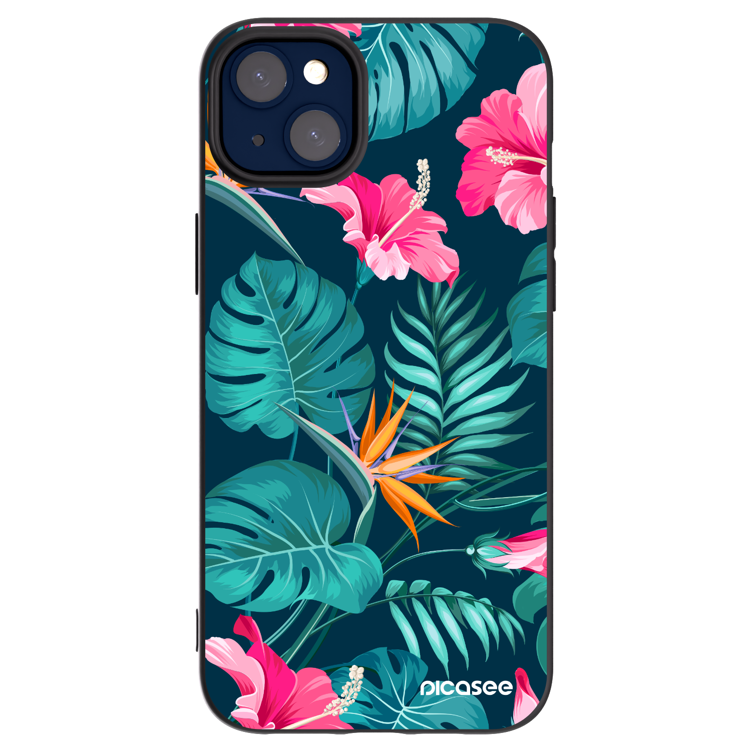 Picasee crna silikonska maskica za Apple iPhone 14 Plus - Pink Monstera