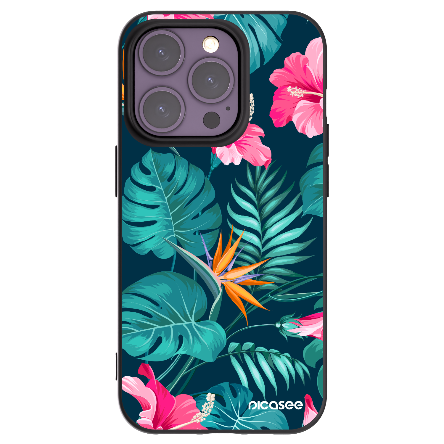 Picasee crna silikonska maskica za Apple iPhone 14 Pro - Pink Monstera