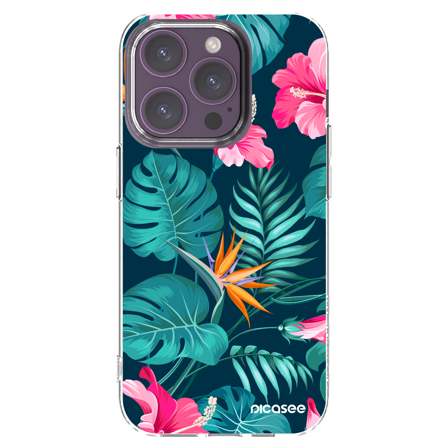 Picasee silikonska prozirna maskica za Apple iPhone 14 Pro - Pink Monstera