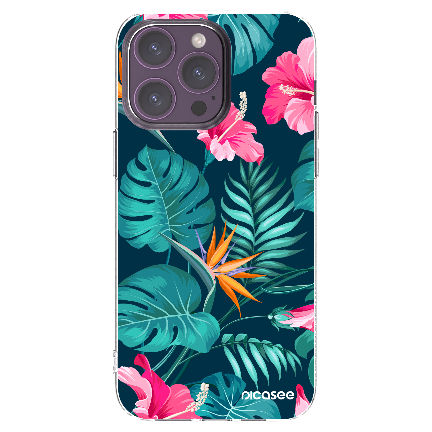Picasee silikonska prozirna maskica za Apple iPhone 14 Pro Max - Pink Monstera