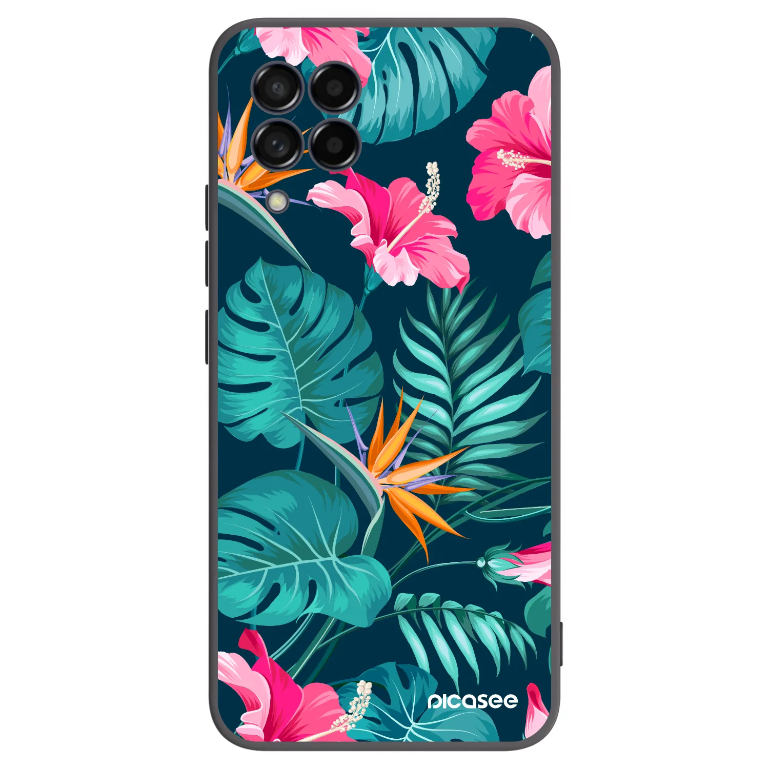 Picasee crna silikonska maskica za Samsung Galaxy M53 5G - Pink Monstera