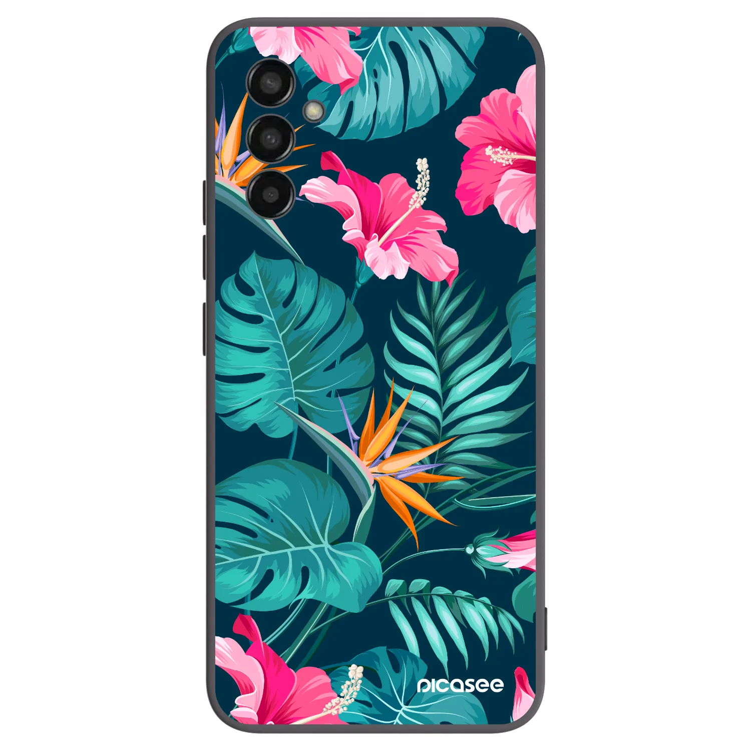 Picasee crna silikonska maskica za Samsung Galaxy M13 M135F - Pink Monstera