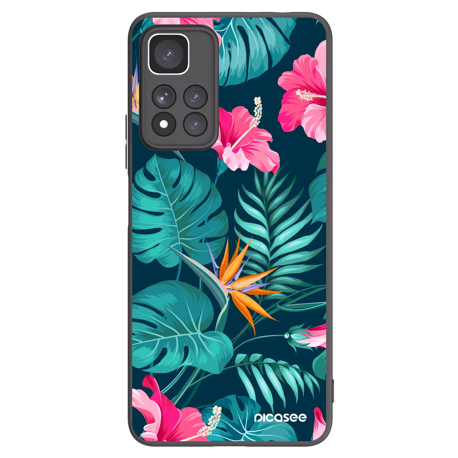 Picasee crna silikonska maskica za Xiaomi Redmi Note 11 Pro+ 5G - Pink Monstera